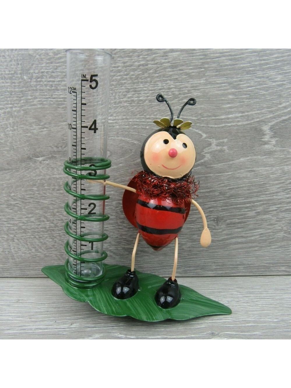 Yard Decor Garden Outdoor Ladybug Rain Gauge - Picture 4 of 12